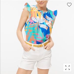 NWT J. Crew Sleeveless Tropical Ruffle Top Blouse Size Medium